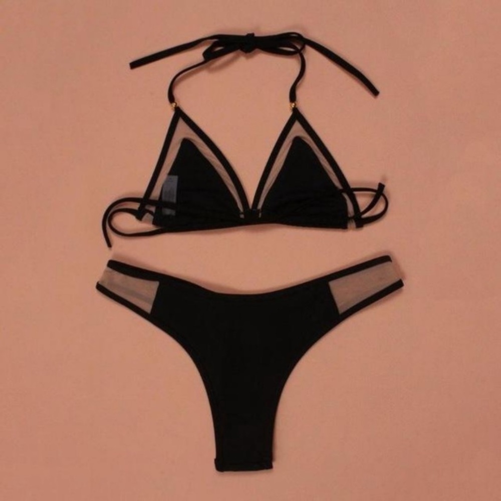 🌺BLACK with mesh trim bikini - Picture 3 of 6